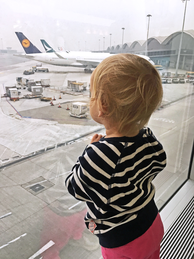 toddler at Hong Kong airport