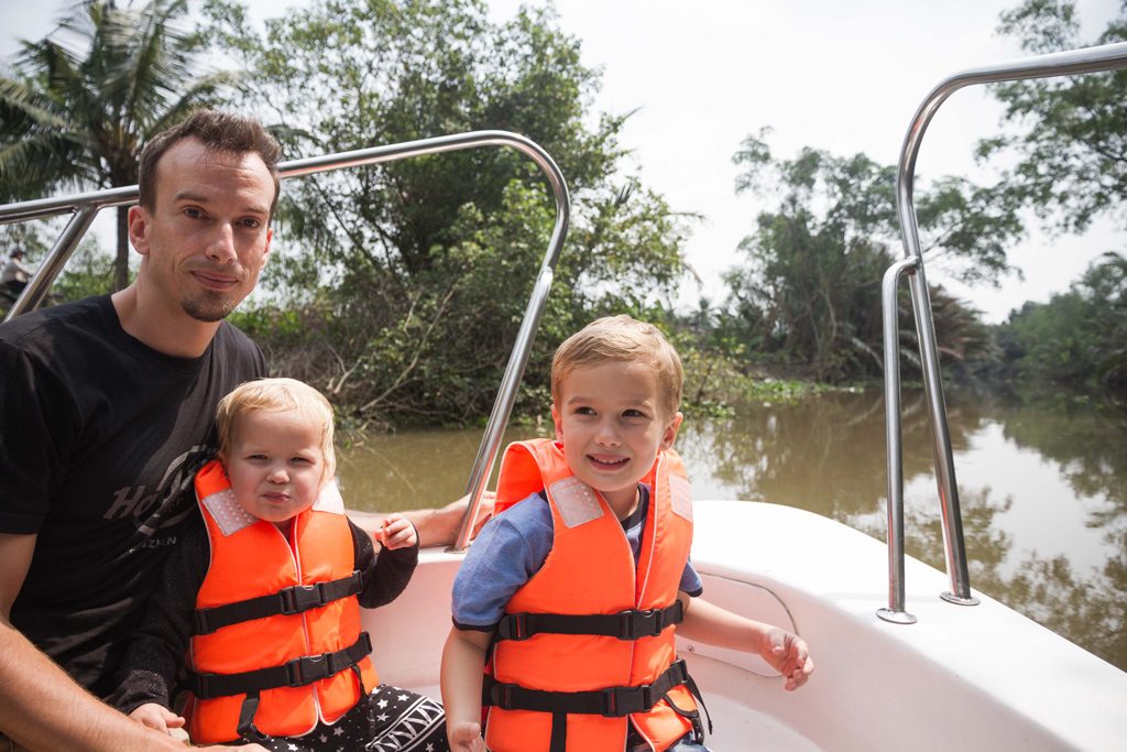 Our Traveling Zoo on a speedboat