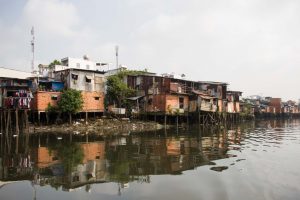 shacks on the Mekong