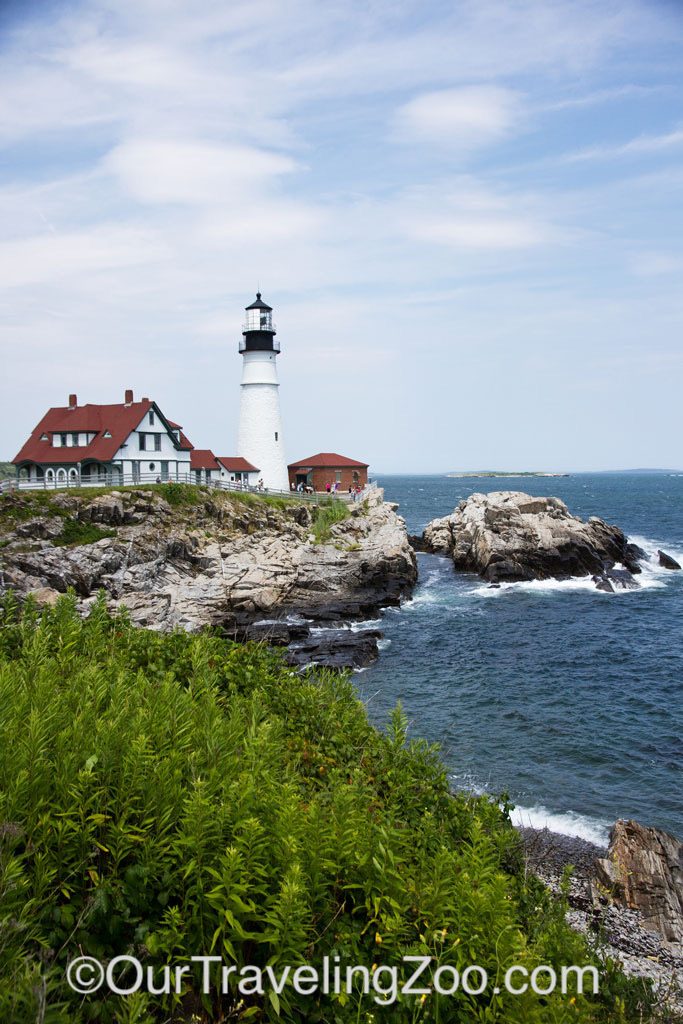 A view of Maine's famous Portland Head Light on a sunny summer day