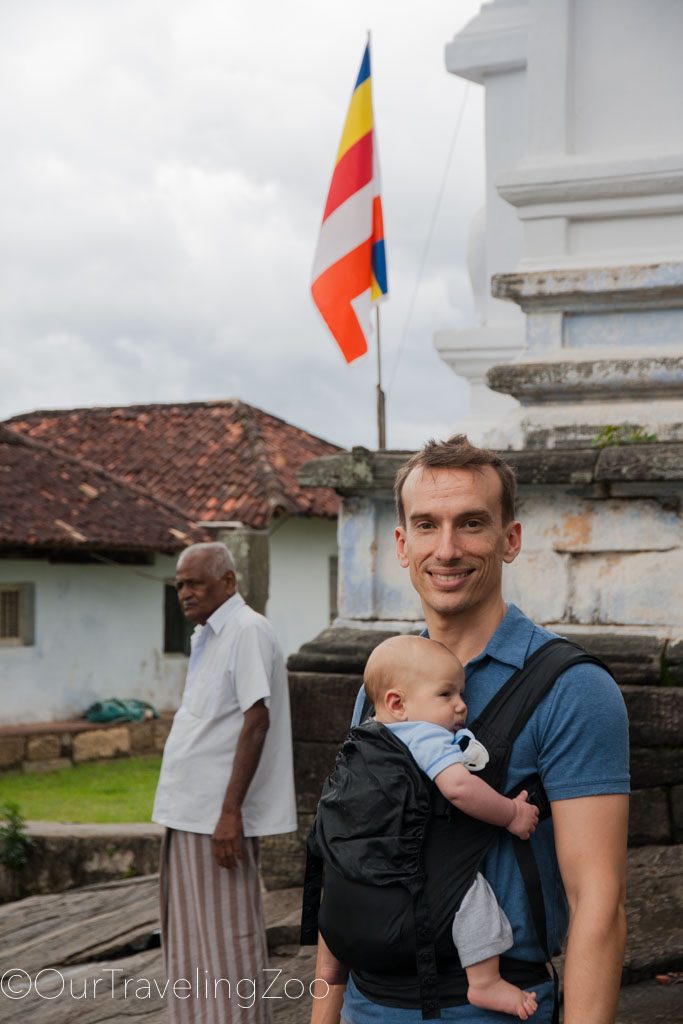 Touring a temple with the baby in tow