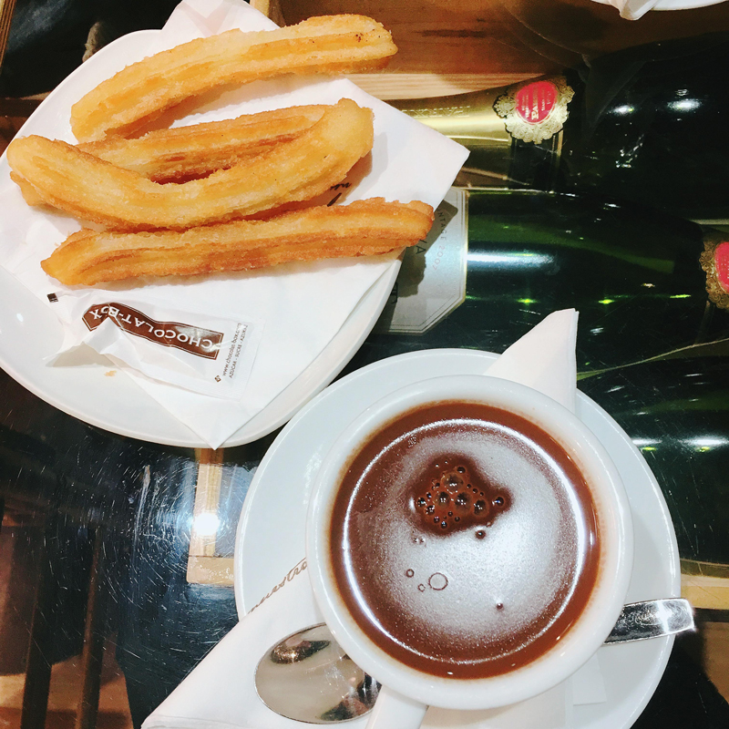 Hot chocolate and churros at Chocolat-Box, Barcelona