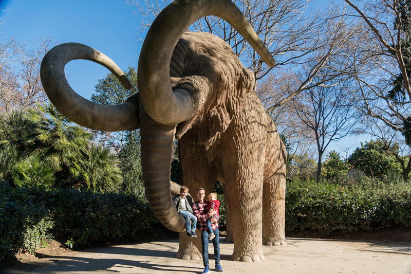 The kids loved the life-sized mammoth at a park in Barcelona