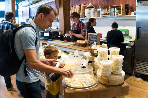 sampling cheese at Beechers