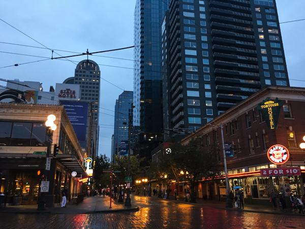 Downtown Seattle at night